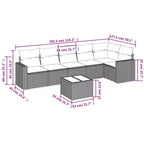 Divano da patio a 7 pezzi con cuscini in polyrattan nero