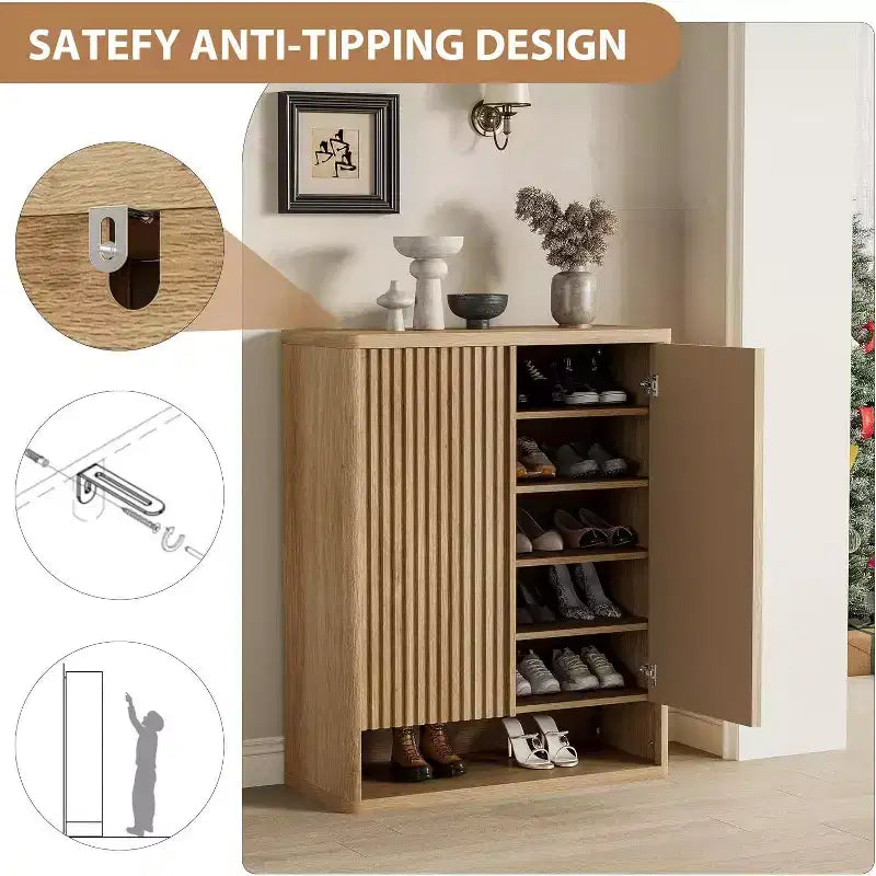 Scarpiera Moderna in Legno, Ripiani Regolabili, Grande Organizer per Ingresso, per Ingresso, Soggiorno