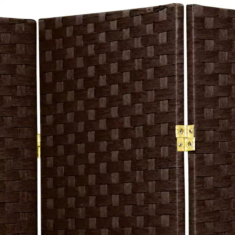 Divisorio in Fibra Intrecciata Alto 1,83 m - Moka Scuro (6 Pannelli): Nessun Montaggio, Ferramenta in Metallo
